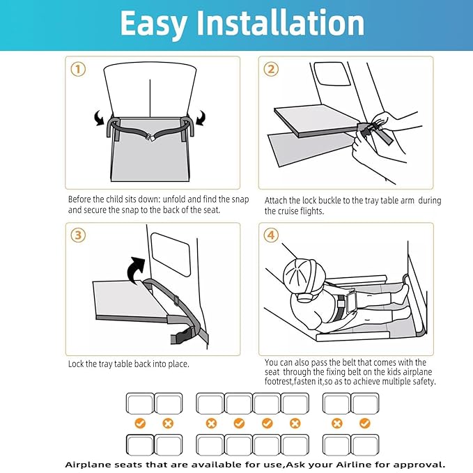 Toddler Airplane Bed, Kids Seat Extender Travel Bed, Portable Long Trip Flyaway Kid Seat Footrest, Must Have for Infant Sleeping & Rest, Toddler Travel Essential for Airplane (Black)
