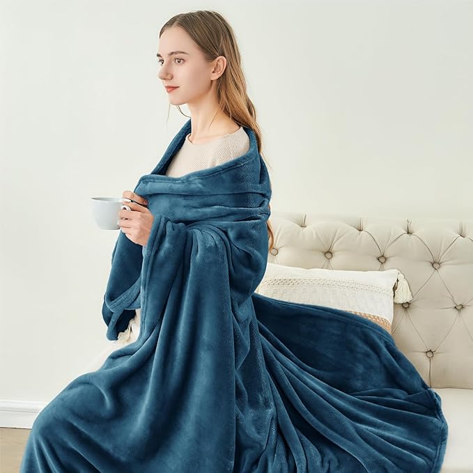 BEDELITE Fleece Blanket Twin Size Mineral Blue Throw Blankets for Couch & Bed, Luxury Plush Cozy Fuzzy Blanket 60x80 inches, Super Soft Warm Lightweight Throw Blanket for Travel Camping