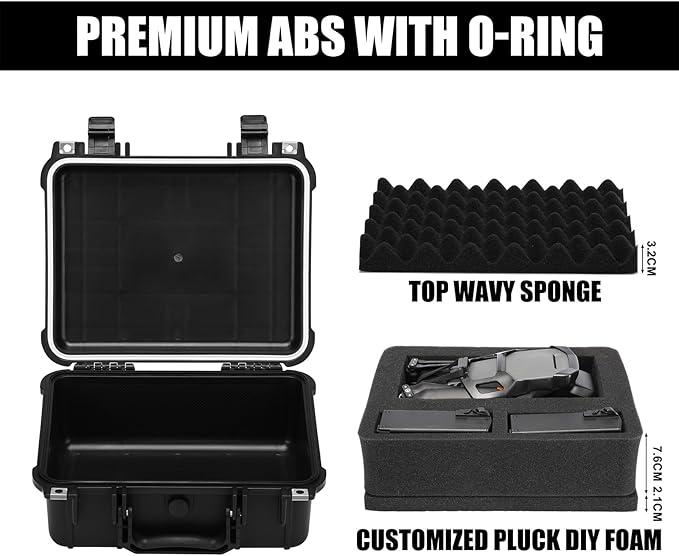 Mayouko 13.4" Waterproof Plastic Toolbox with Foam Insert, 13.4" x 11.6" x 6", IP67 Lockable Storage Box, Customizable Foam, Shockproof Hard Case Weatherproof Container, Protective Hard Camera Case