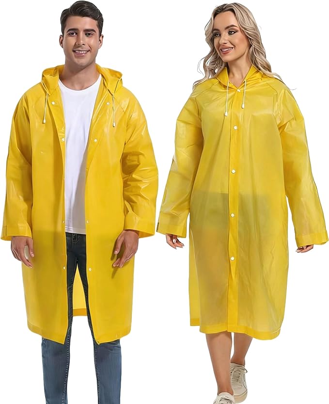 2PCS Rain Ponchos for Adults Reusable Rain Coats for Adults Rain Jackets Raincoats for Men Women