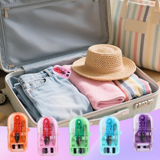 10pcs Travel Sewing Kit, Pocket Bulk Mini Sewing Kit Travel for Adults Emergency Sewing Kits Basic, Hand Portable Small Sewing Kits Travel Size Sewing Supplies and Accessories for Traveler Hotel