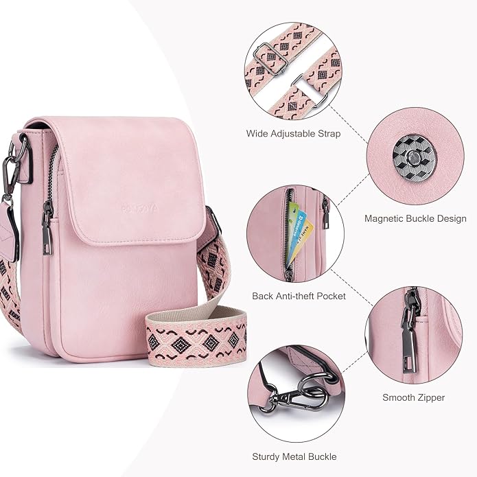 POIUGOYA Crossbody Bags for Women,Small Crossbody Purse with Triple Compartments,Cell Phone Wallet with Card Slots for Travel | Small