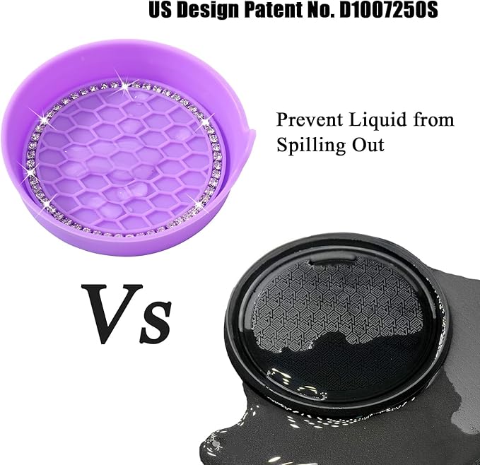 Amooca Car Cup Coaster Universal Non-Slip Cup Holders Bling Crystal Rhinestone Car Interior Accessories 4 Pack Purple