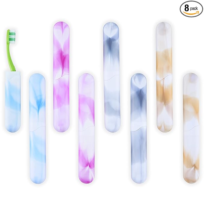 8 PCs Elite Travel Toothbrush Case with Drainage Holes–Portable, Breathable Plastic Toothbrush Holder Travel Covers–Ideal for Camping, Trips & Daily Use Cute Tooth brush Cover Container– Multi Colors
