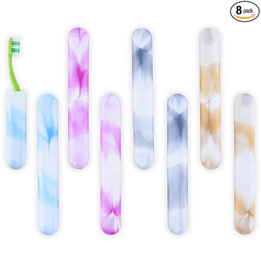 8 PCs Elite Travel Toothbrush Case with Drainage Holes–Portable, Breathable Plastic Toothbrush Holder Travel Covers–Ideal for Camping, Trips & Daily Use Cute Tooth brush Cover Container– Multi Colors