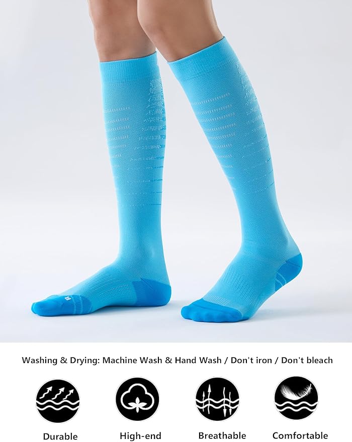 CS CELERSPORT 3 Pairs Compression Socks for Men and Women 20-30 mmHg Running Support Socks