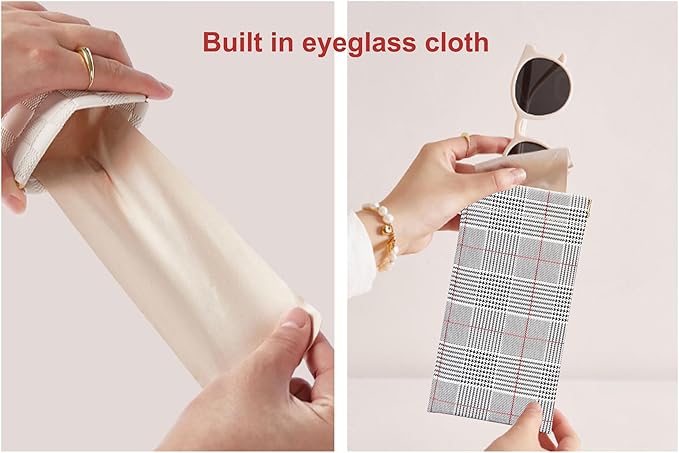 eyeglasses bag Soft Glasses bag, Portable Squeeze Top Sunglasses Case Travel for Women Girls