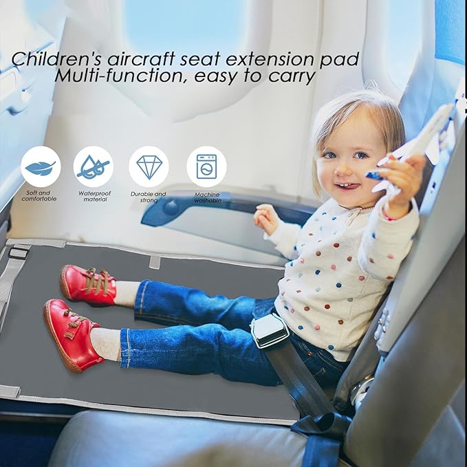 Toddler Airplane Bed, Travel Hammock Footrest, 29.92x17.52 Inches Lightweight Adjustable Seat Extender, in-Flight Comfort Solution, Ideal for Sleeping, Playing During Long Trips