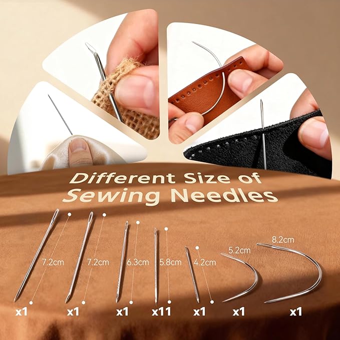 Coquimbo Leather Sewing Kit: 43pcs Needle and Thread Kit with Sewing Awl, Upholstery Repair Kit, Heavy Duty Sewing Tools for Car Seat, Bag, Shoes,Sofa, Tent, Carpet, Craft DIY