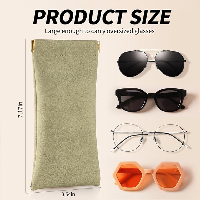 3 pack leather eyewear case PU soft sunglasses bag squeeze top portable lightweight eyewear case for men and women