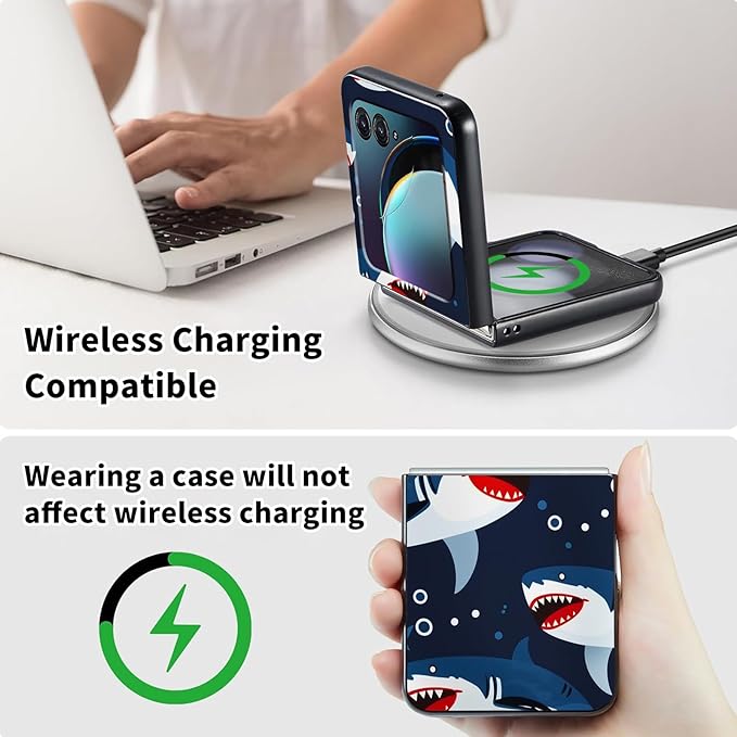 for Motorola Moto Razr Plus 2024 Case,for Moto Razr 50 Ultra Case Cute Slim Hard PC Thin Anti-Scratches Shockproof Protective Phone Cover for Motorola 50 Ultra,Cartoon Shark