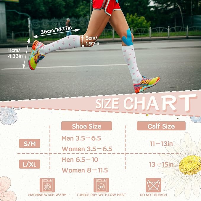 Compression Socks for Women Men Knee High Comfort Circulation Support Socks for Athletic Running Cycling Travel
