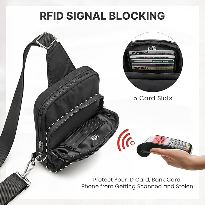 G4Free Small Sling Bag for Women, Anti Theft RFID Blocking Mini Crossbody Purse for Travel, Black