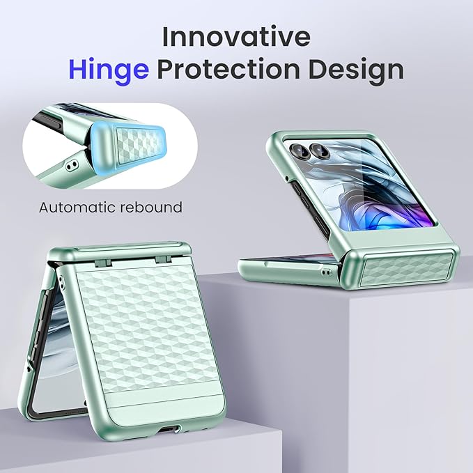 VEGO for Razr 2026 Case, Motorola Razr 2024/2025/2026 Case with Hinge Protection & Built-in Screen Protector [Anti-Scratch & No-Slip] Full Body Drop Protection Protective Phone Case-Mint Green
