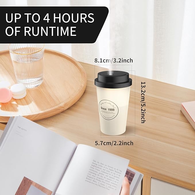 Portable Small Humidifier, Auto Shut-Off USB Personal Desktop Humidifier for Car, Office Room, Bedroom