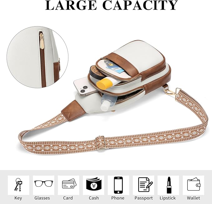 GAEKEAO Sling Bag Crossbody Bags for Women Travel Fanny Packs Trendy Cross Body Purses Vegan Leather Chest Bag
