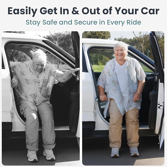 PELEGON Car Door Handle for Elderly (1 Pack) Car Cane Assist Handle with Anti-Slip Grip, Steel Hook for Secure Latch Fit, Supports Up to 300 lbs, Easy Tool-Free Use