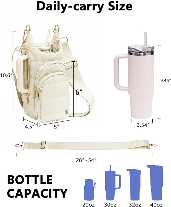 Water Bottle Holder with Strap for 30/32 oz, Crossbody Water Bottle Carrier Bag with RFID Blocking Phone Pocket