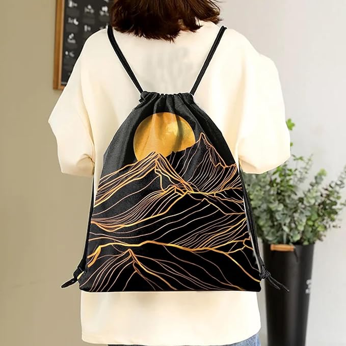 Drawstring Backpack Draw String Sports Bags for Gym Travel Beach Waterproof Cute Sackpack Men Women Aesthetic (13"×17")-Sunset