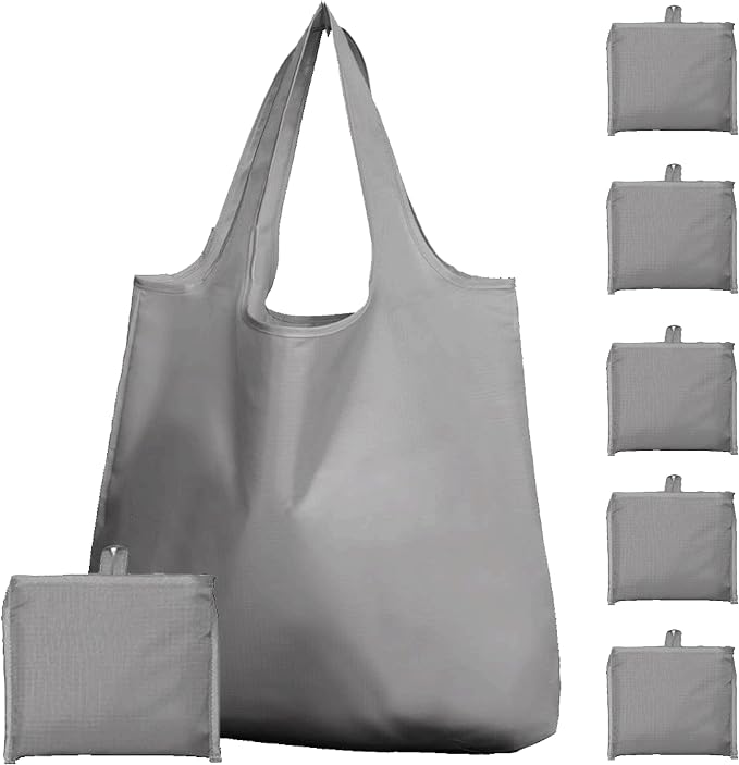 Foldable Reusable Grocery Bags – Heavy Duty 6 Pack with Handles | XL Tote for Women & Men, Market, Travel, Storage