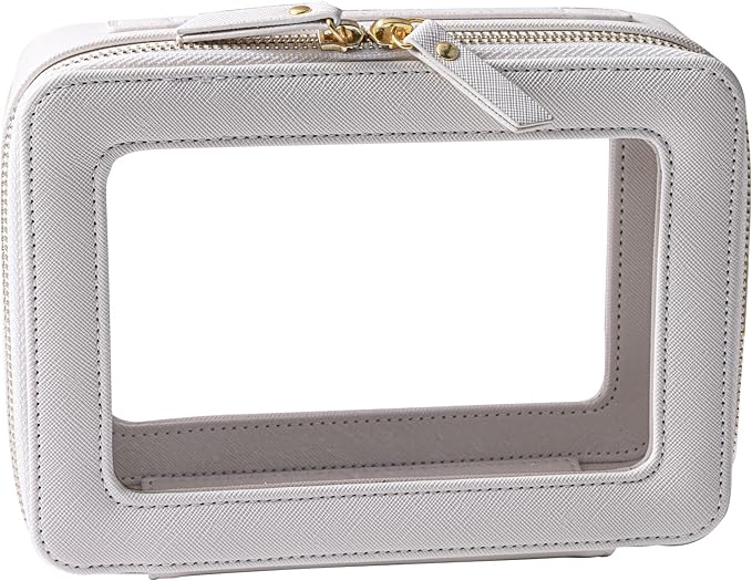 SANHECUN Toiletry bag waterproof cosmetic organizer with handle large opening for travelling car organizer (White)