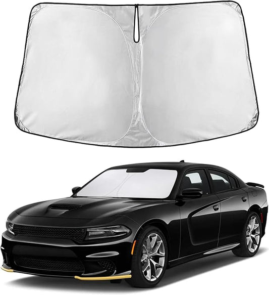 Autovir Windshield Sun Shade Fit for 2011-2021 2022 2023 Dodge Charger Sunshade, Front Car Window Shades Sun Visor, Blocks UV Rays & Heat, Car Accessories