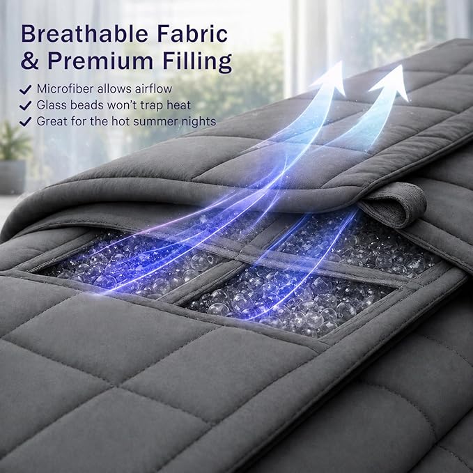 Weighted Blanket for Adults 25lbs, 78"x86", King Size Cooling Heavy Throw Blanket for 220-280lbs, Microfiber Soft Thick Big Blankets Weighted Comforter Breathable Gift for Sleeping, Grey
