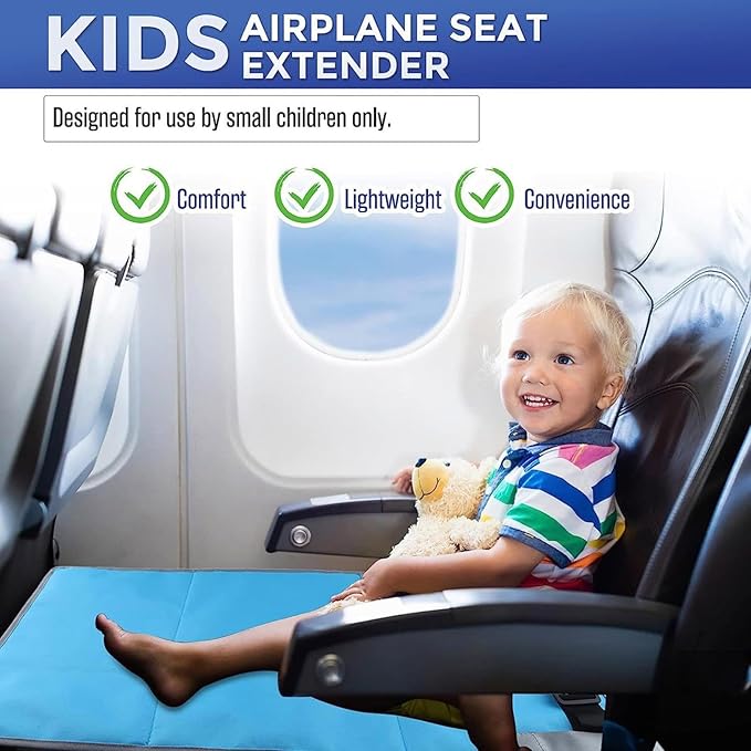 Toddler Airplane Bed, Kids Seat Extender Travel Bed, Portable Long Trip Flyaway Kid Seat Footrest, Must Have for Infant Sleeping & Rest, Toddler Travel Essential for Airplane (Blue)