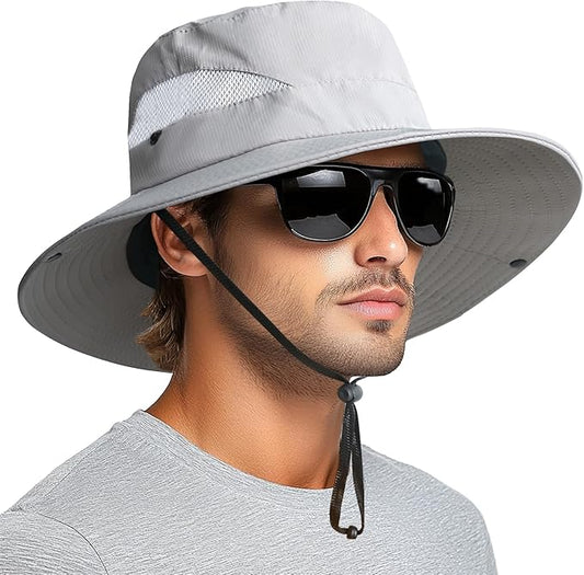 PFFY Sun Hats for Men Women Wide Brim Bucket Hat UPF 50+ Outdoor Beach Hiking Fishing Hat