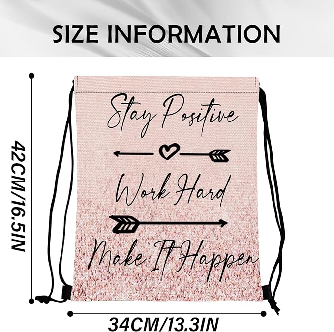 Drawstring Backpack Draw String Sports Bags for Gym Travel Beach Waterproof Cute Sackpack Men Women Aesthetic (13"×17")-Glitter
