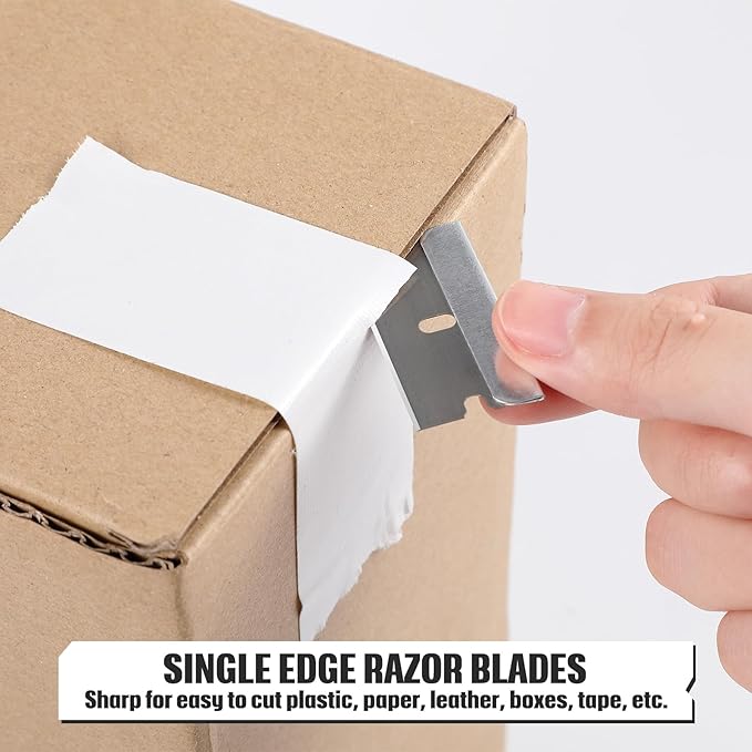 Lasnten 1500 Pack Single Edge Razor Blades High Carbon Steel Individually Wrapped 1.5" x 0.75" Replacement Scraper Blades for Removing Paint Labels Stickers & Decals