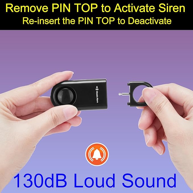 2 Pack Personal Safety Alarm Replaceable Battery | Ultra-Lightweight 0.7 oz Keychain Siren for Women, Student, Children, Night Runner. SOS Emergency 130db Loud Hiking Alert Bulky-Free. Black