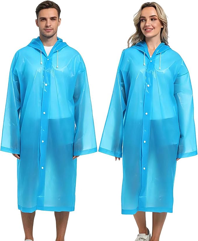 2PCS Rain Ponchos for Adults Reusable Rain Coats for Adults Rain Jackets Raincoats for Men Women