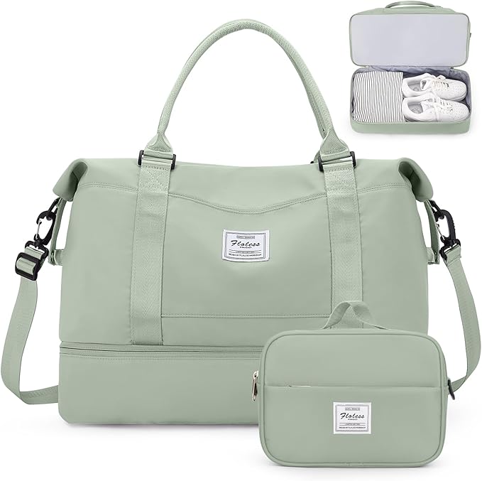 Weekender Bags for Women,Personal Item Travel Bag with Shoes Compartment,Overnight Travel Duffel Bag with Toiletry Bag