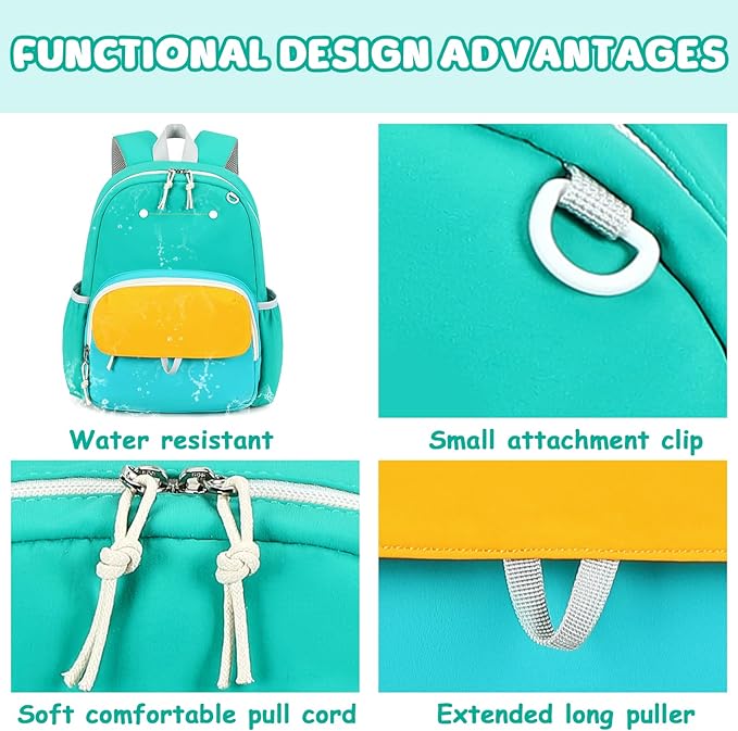 BTOOP Kids Backpack for Boys Girls 3-6, Preschool Kindergarten Backpack with Insulated Lunch Compartment & Chest Strap, Cute Lightweight School Travel Bag Fits A4 Folder