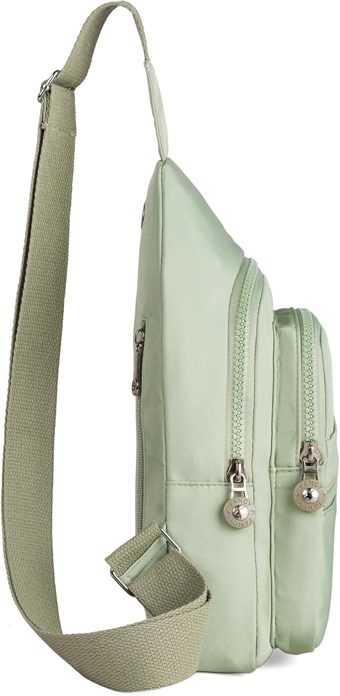 Banelu Small Sling Backpack Crossbody Bags for Women Men, Small Sling Bag Cross Body Bag Fanny Packs Crossbody Purses - Lights Green