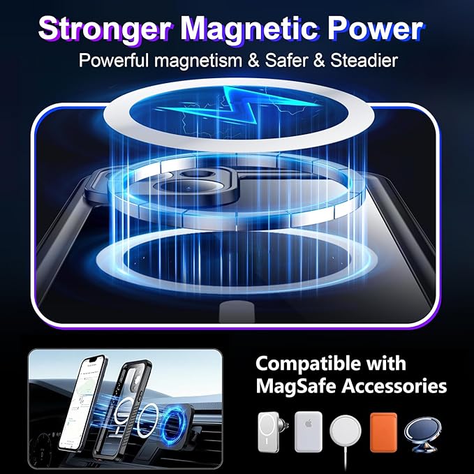 Compatible with iPhone 14 Case Waterproof, Built-in Screen & Camera Protector IP68 Underwater Full Body 14FT Military Dropproof Shockproof Phone Case 6.1"-Black/Clear-Mag