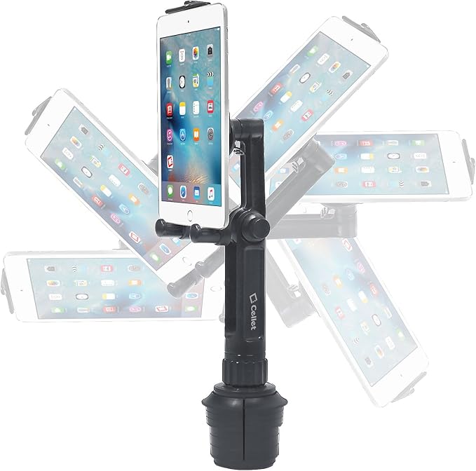 Cellet Cup Holder Tablet Mount, Car Cradle Holder Compatible for All iPad Pro, Air, Mini, Samsung Galaxy Tablet, Amazon Fire, Microsoft Surface