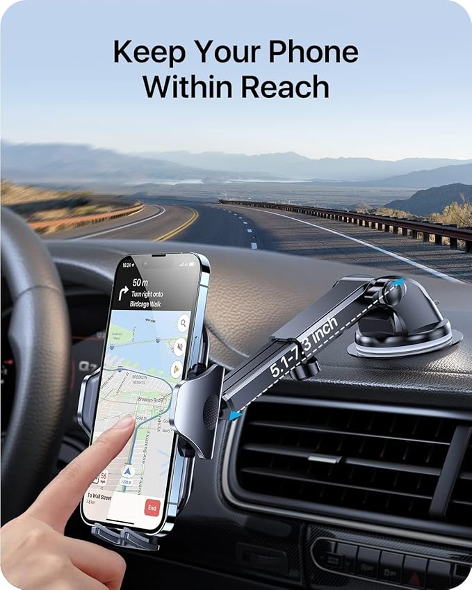 andobil Military-Grade Phone Holders for Your Car 【89+ LBS Strongest Suction & Metal Clip】 2026 Ultimate Car Phone Holder, Dashboard Windshield Vent Cell Phone Car Mount for iPhone Sumsung Android