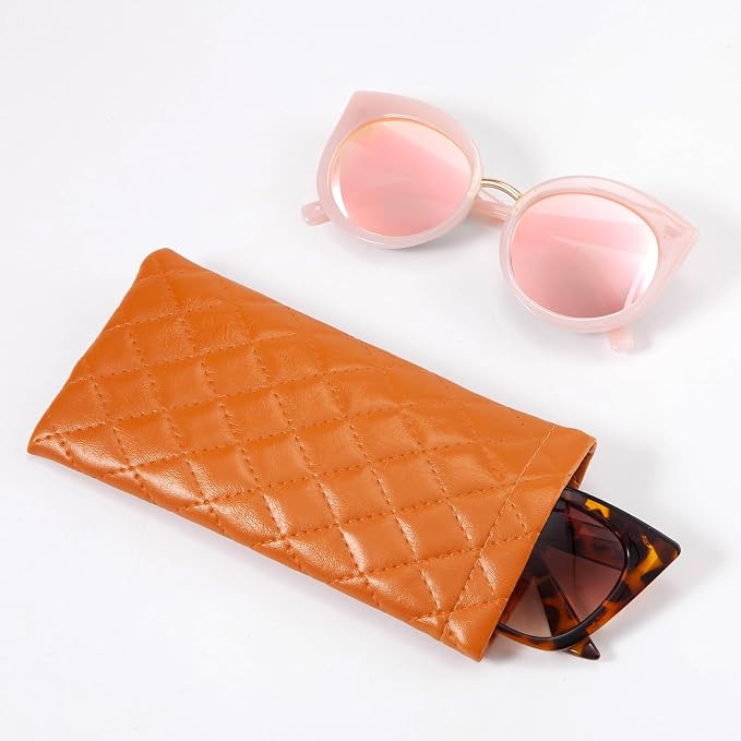 TRIUMPH VISION Squeeze Leather Sunglasses Pouch - 3 Pack Glasses Case Soft Eyeglass Sleeve Pouch Holder