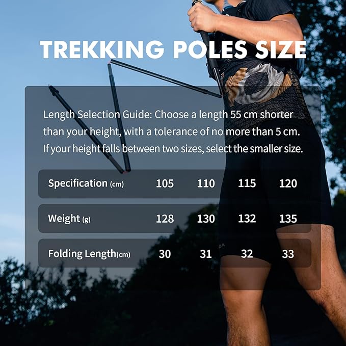 AONIJIE Carbon Fiber Trekking Poles - 2Pack Lightweight Collapsible Hiking/Walking Sticks for Outdoor Hiking Climbing, Backpacking and Trail Running