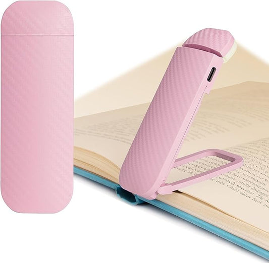 HEMONNKAM Book Reading Light, Rechargeable Clip on Booklight, Eye Caring 3 Color Temperatures & 5 Brightness Levels, Night Use for Bed, Long Lasting, Reading at Night in Bed, Pink