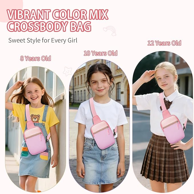 Birthday Gifts for 8 9 10 11 12 Year Old Teens Girls Kids, Fanny Pack Crossbody Bag Sling Belt Bags Purse, Dorm Travel Essentials for Girls Fashion, Preppy Tween Teen Girl Gift Trendy Stuff