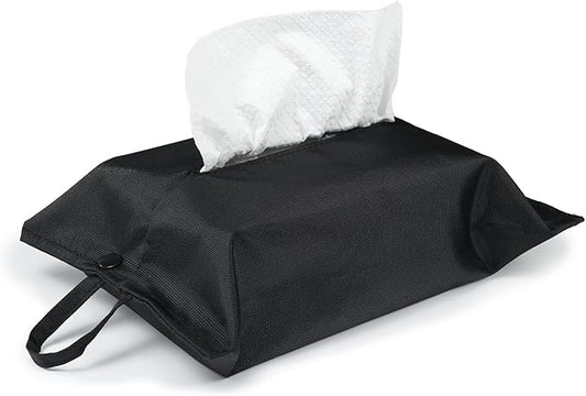kakaforsa Black Toilet Paper Holder Travel Napkin Holder Reusable Tissue Holder Cloth Tissue Box Cloth Cover Hang Paper Towel Holder Tissue Box Cover Tissue Holder for Car Home Office Desk