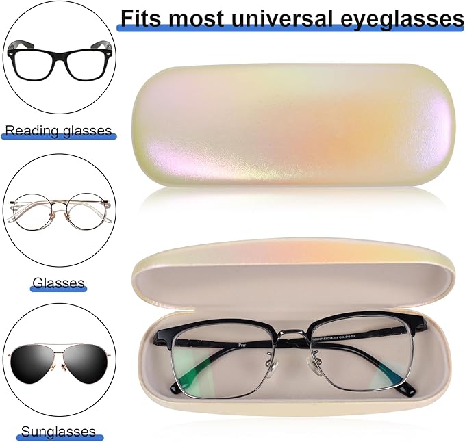 Joyberg Glasses Case, 2 Pack Eyeglass Case with Cleaning Cloth, Glasses Case Hard Shell Fits Most Glasses