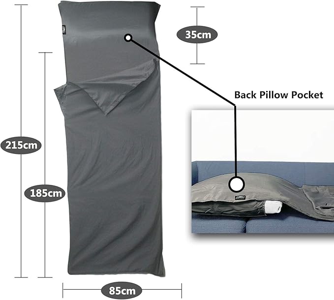 Frelaxy Sleeping Bag Liner, XL Travel Sheet & Camping Sheet for Backpacking, Hotel, Hostels & Traveling, Comfy & Easy Care, 4 Seasons Warm Cold Weather