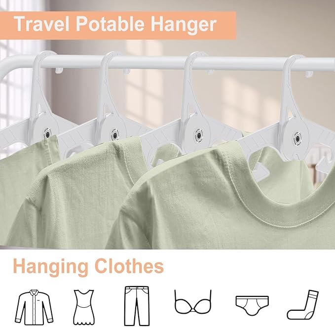 Premium Travel Hangers 3 Pack Portable Folding Clothes Hangers - Super Bearing Collapsible Hanger Foldable Clothes Drying Rack for Travel, Indoor and Outdoor Use (3 Pack White)