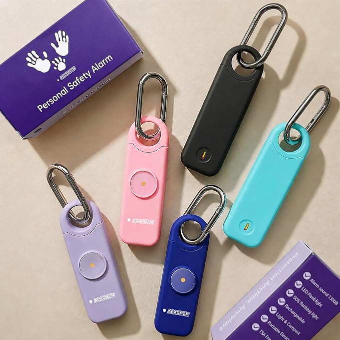 Rechargeable Personal Safety Alarm, 130dB Emergency Siren with LED Flashlight, Portable Keychain for Women, Kids, Elderly, Night Running & Travel (Aqua)