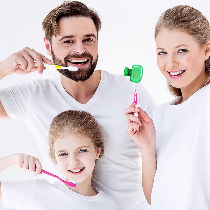 Hxezoc 4 Pack Travel Toothbrush Head Covers Toothbrush Protector Cap Brush Pod Case Protective Portable Plastic Clip for Household Travel, Business, Bathroom, School, Camping