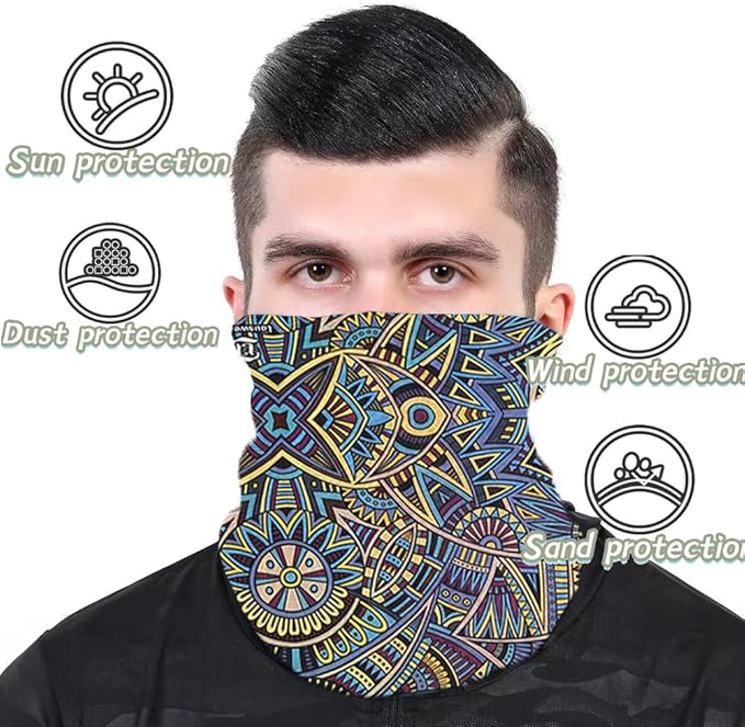 Neck Gaiter Face Cover Bandana Mask Scarf, Breathable Sun& Dust-proof for Cycling Running Fishing Hiking